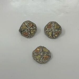 Black hills clips earrings and pendant Sterling and 10K